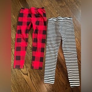 Buffalo plaid Old Navy leggings & striped Cat & Jack leggings